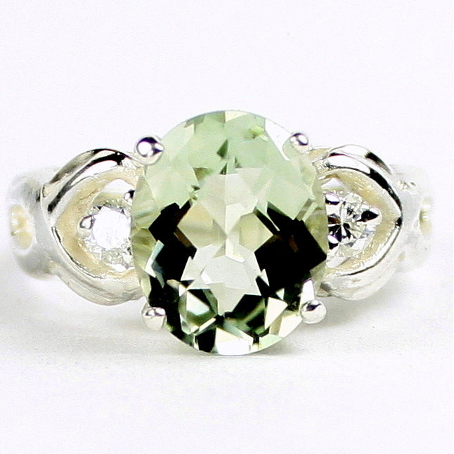 SR243 11x9mm Green Amethyst 925 Sterling Silver Ladies Ring Image 1