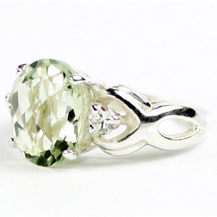 SR243 11x9mm Green Amethyst 925 Sterling Silver Ladies Ring Image 2