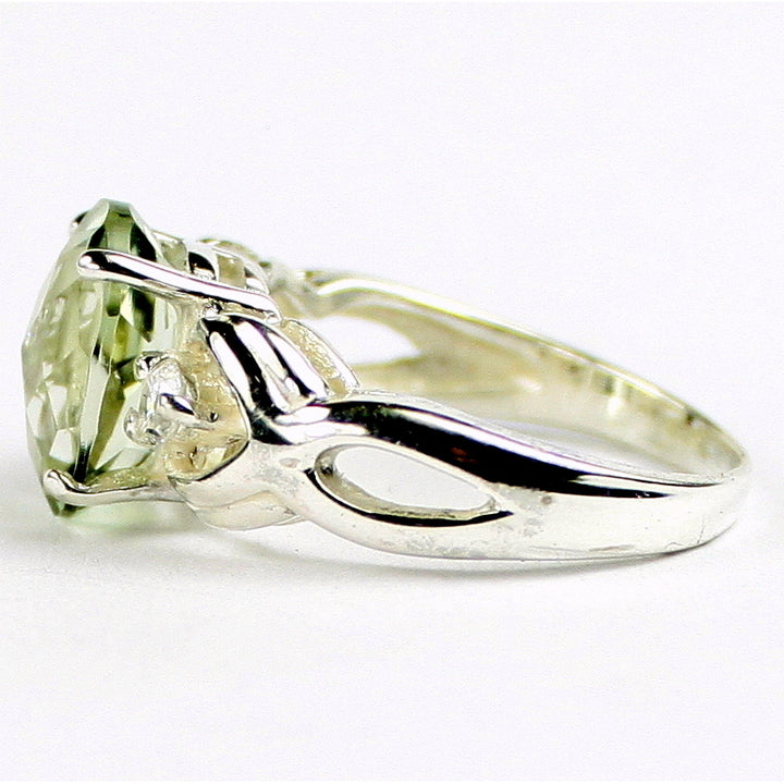 SR243 11x9mm Green Amethyst 925 Sterling Silver Ladies Ring Image 3