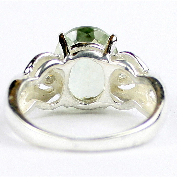 SR243 11x9mm Green Amethyst 925 Sterling Silver Ladies Ring Image 4