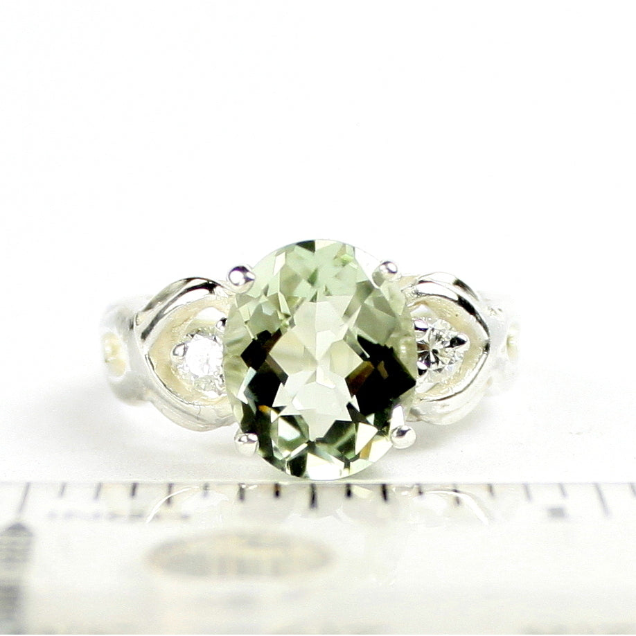 SR243 11x9mm Green Amethyst 925 Sterling Silver Ladies Ring Image 4