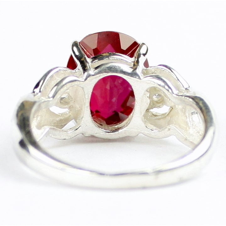 SR243 11x9mm Created Ruby 925 Sterling Silver Ladies Ring Image 4