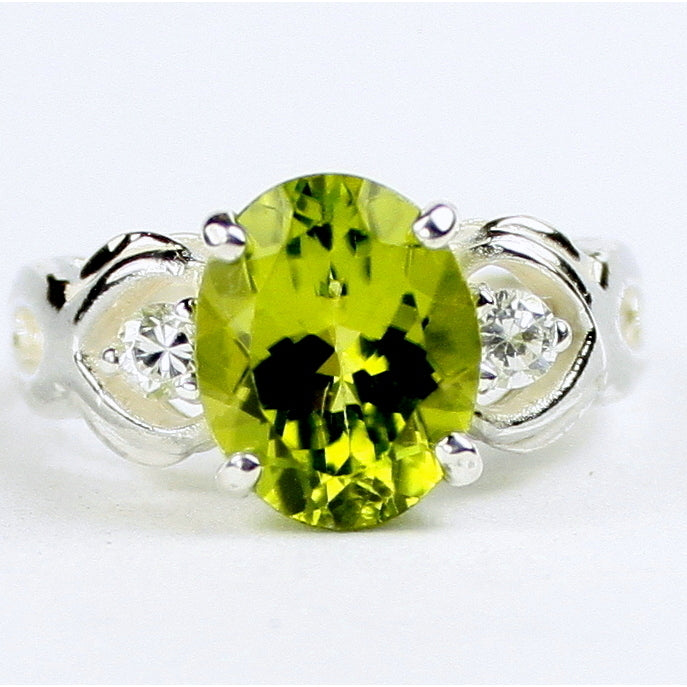 SR243 11x9mm Peridot 925 Sterling Silver Ladies Ring Image 1