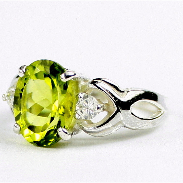 SR243 11x9mm Peridot 925 Sterling Silver Ladies Ring Image 2