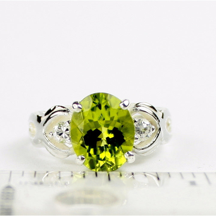 SR243 11x9mm Peridot 925 Sterling Silver Ladies Ring Image 4