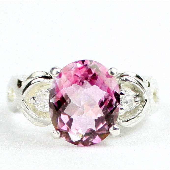 SR243 11x9mm Pure Pink Topaz 925 Sterling Silver Ladies Ring Image 1