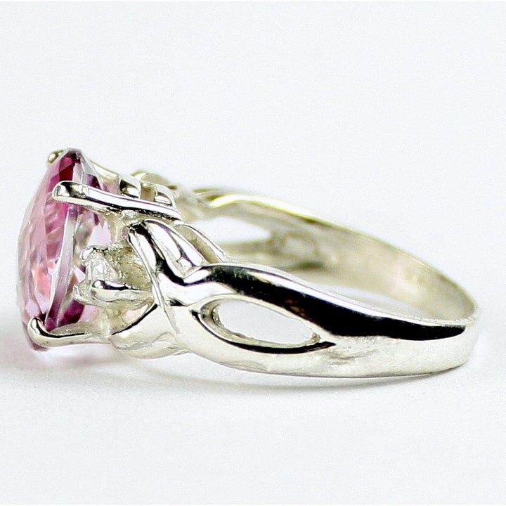 SR243 11x9mm Pure Pink Topaz 925 Sterling Silver Ladies Ring Image 3