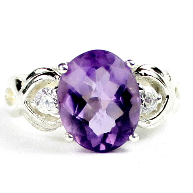 SR243 11x9mm Amethyst 925 Sterling Silver Ladies Ring Image 1