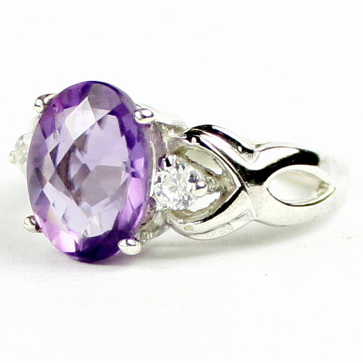 SR243 11x9mm Amethyst 925 Sterling Silver Ladies Ring Image 2