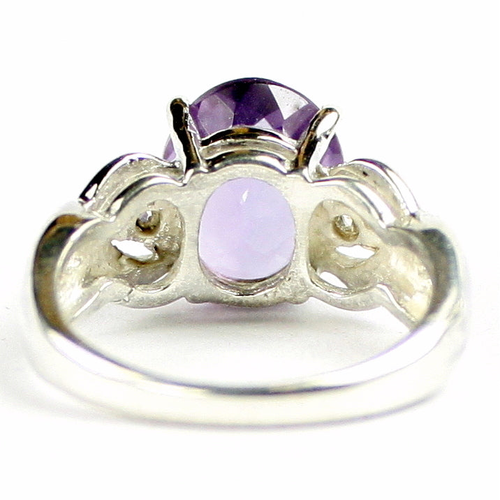 SR243 11x9mm Amethyst 925 Sterling Silver Ladies Ring Image 4