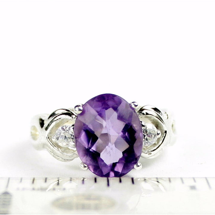 SR243 11x9mm Amethyst 925 Sterling Silver Ladies Ring Image 4