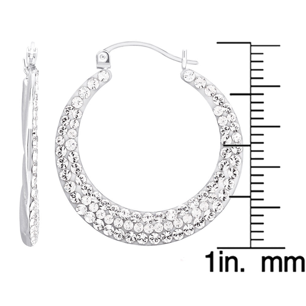 18kt White Gold Austrian Crystal Hoop Earrings Image 2