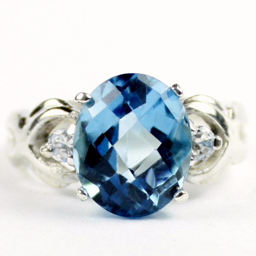 SR243 11x9mm Swiss Blue Topaz 925 Sterling Silver Ladies Ring Image 1