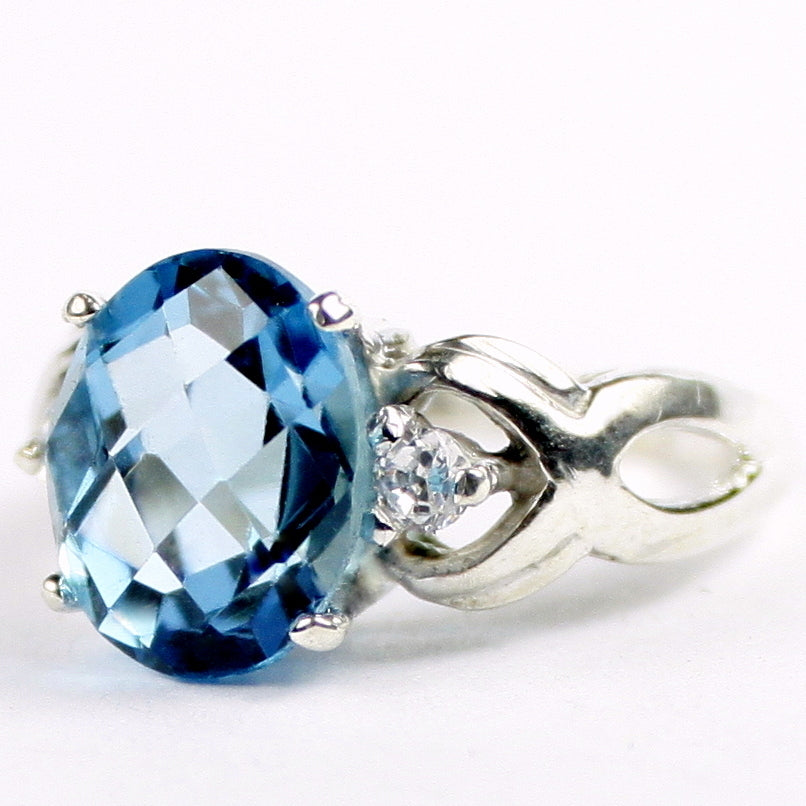 SR243 11x9mm Swiss Blue Topaz 925 Sterling Silver Ladies Ring Image 2