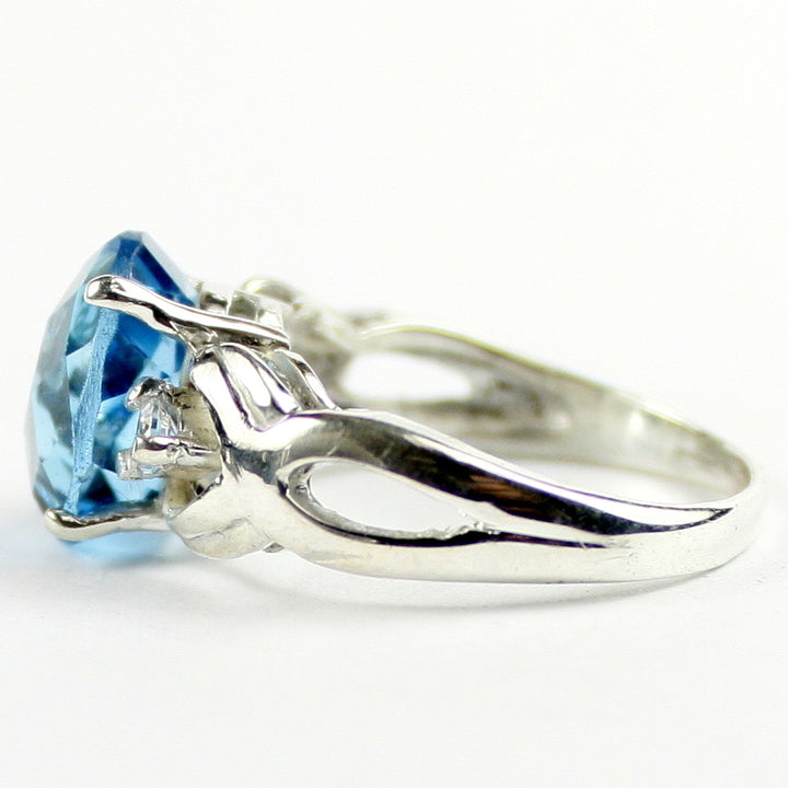 SR243 11x9mm Swiss Blue Topaz 925 Sterling Silver Ladies Ring Image 3