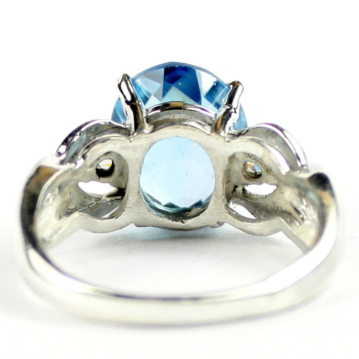 SR243 11x9mm Swiss Blue Topaz 925 Sterling Silver Ladies Ring Image 4