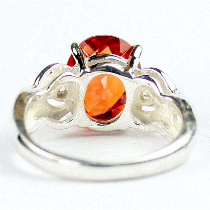 SR243 11x9mm Created Padparadsha Sapphire 925 Sterling Silver Ladies Ring Image 4