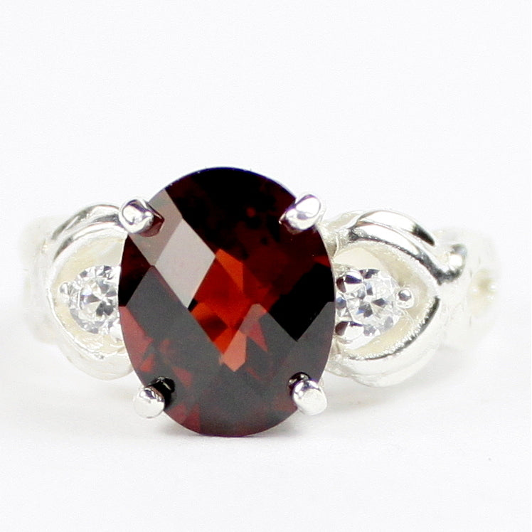 SR243 11x9mm Mozambique Garnet 925 Sterling Silver Ladies Ring Image 1