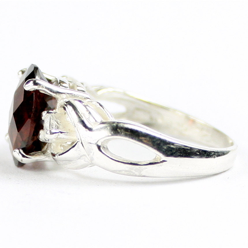 SR243 11x9mm Mozambique Garnet 925 Sterling Silver Ladies Ring Image 3