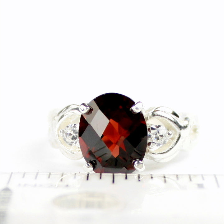 SR243 11x9mm Mozambique Garnet 925 Sterling Silver Ladies Ring Image 4