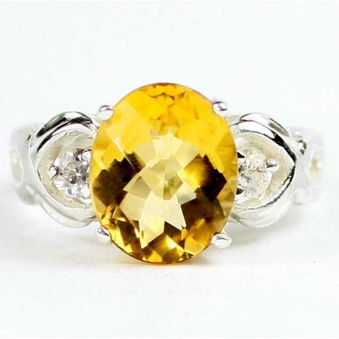 SR243 11x9mm Citrine 925 Sterling Silver Ladies Ring Image 1