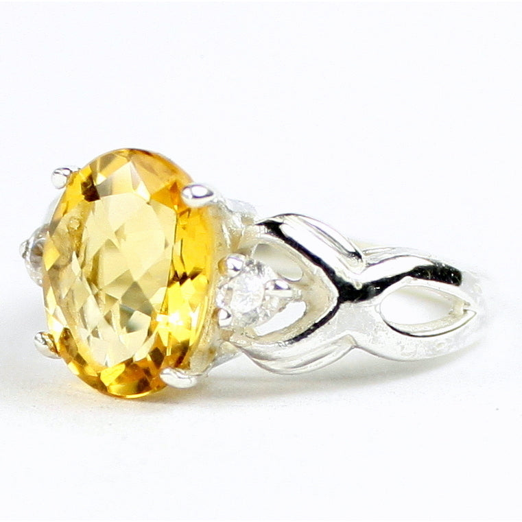 SR243 11x9mm Citrine 925 Sterling Silver Ladies Ring Image 2