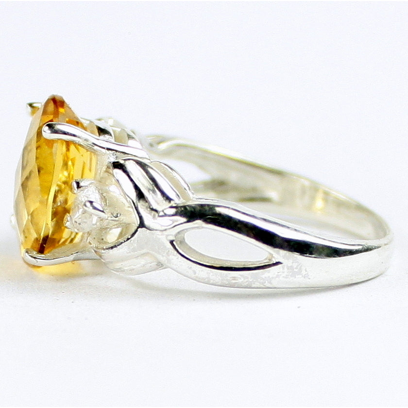 SR243 11x9mm Citrine 925 Sterling Silver Ladies Ring Image 3