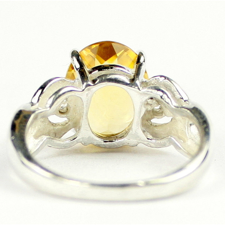 SR243 11x9mm Citrine 925 Sterling Silver Ladies Ring Image 4