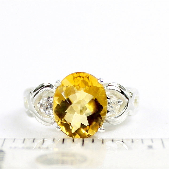 SR243 11x9mm Citrine 925 Sterling Silver Ladies Ring Image 4