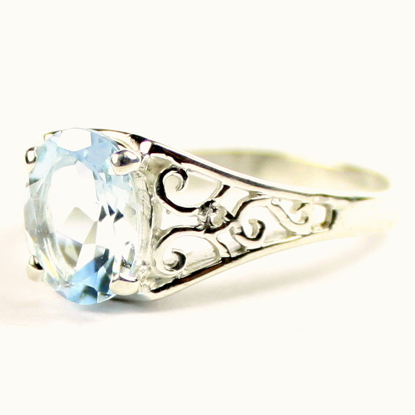 Sterling Silver Ladies Ring Aquamarine SR005 Image 2