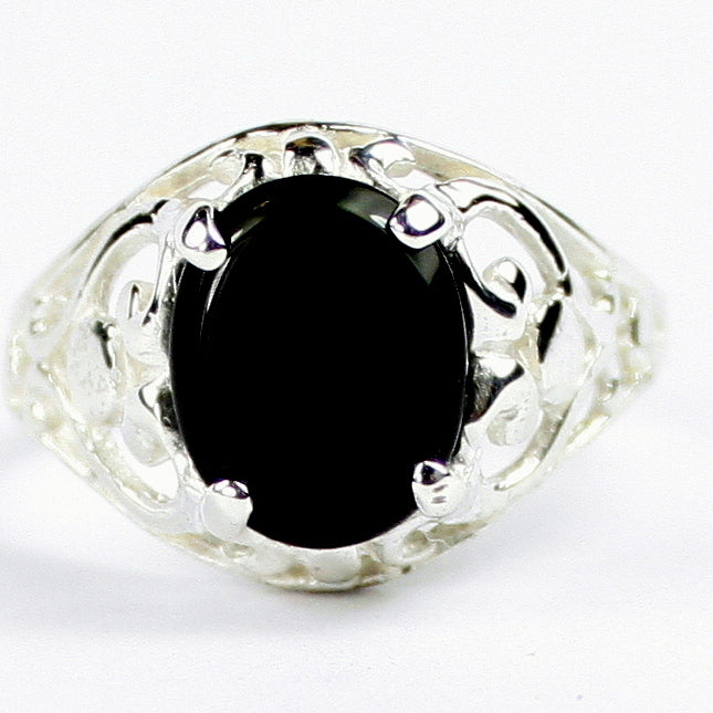 Sterling Silver Ladies Ring Black Onyx SR004 Image 1