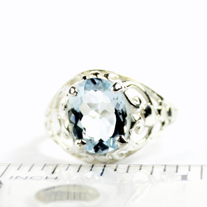 Sterling Silver Ladies Ring Aquamarine SR004 Image 4