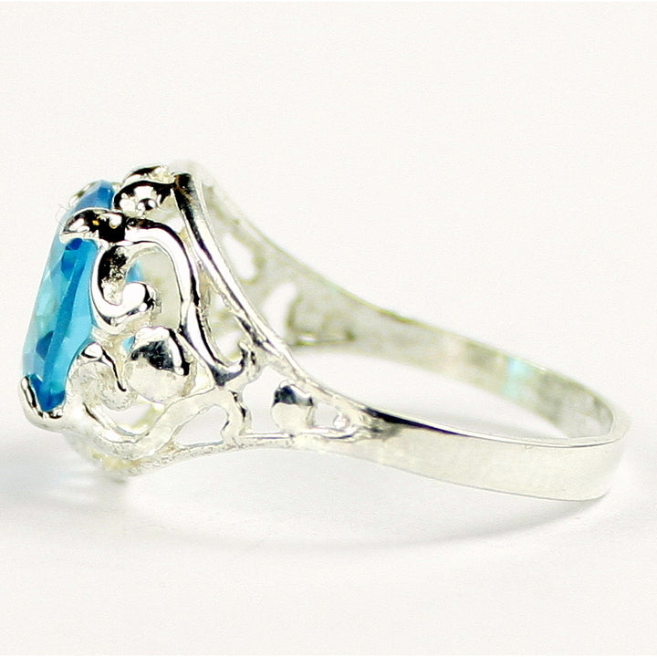 Sterling Silver Ladies Ring Swiss Blue CZ SR004 Image 3