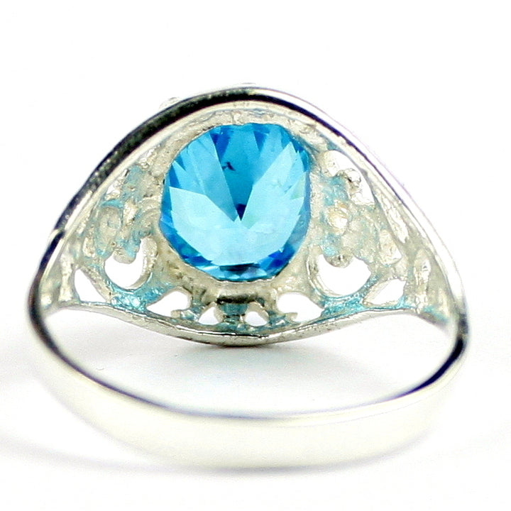 Sterling Silver Ladies Ring Swiss Blue CZ SR004 Image 4