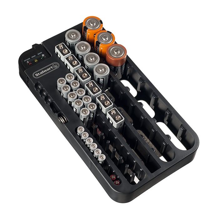 Stalwart Battery Organizer Caddy With Tester - Holds Over 70 Batteries Image 1