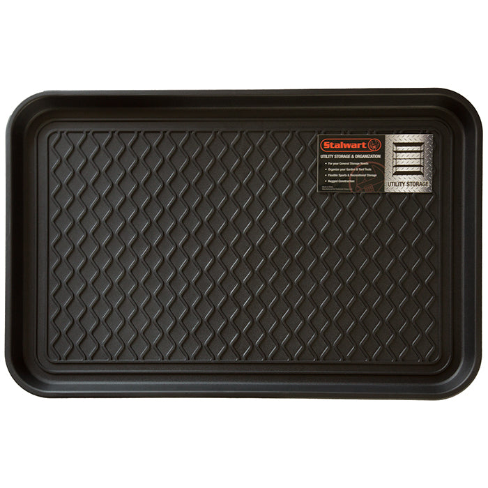 Stalwart Eco-Friendly Boot Tray Mat Black 24x15 Inches Indoor Outdoor Utility Tray Image 1