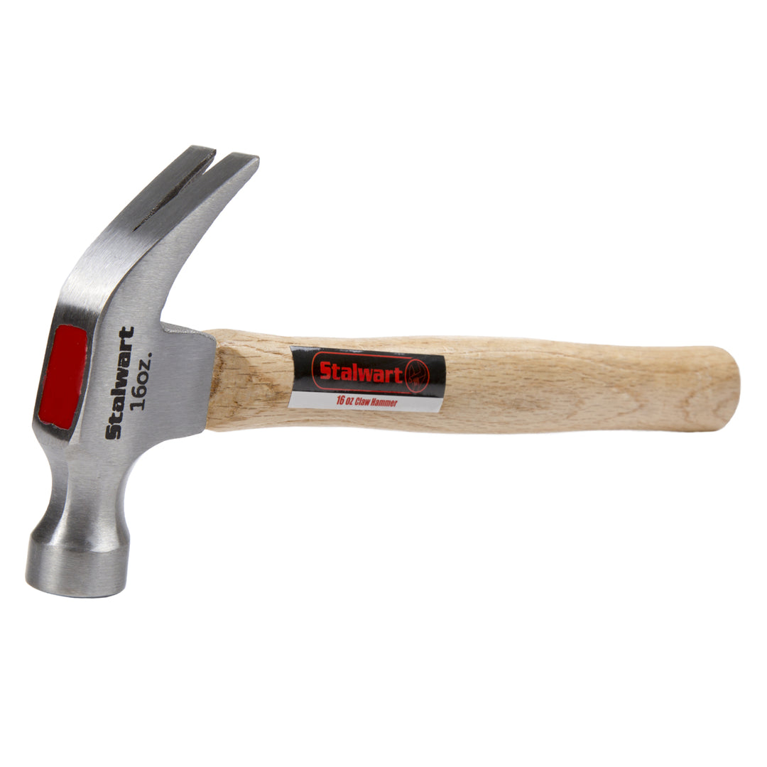 Stalwart 16 oz Claw Hammer Natural Hardwood Handle 13 Inch Drop Forged Steel Image 3