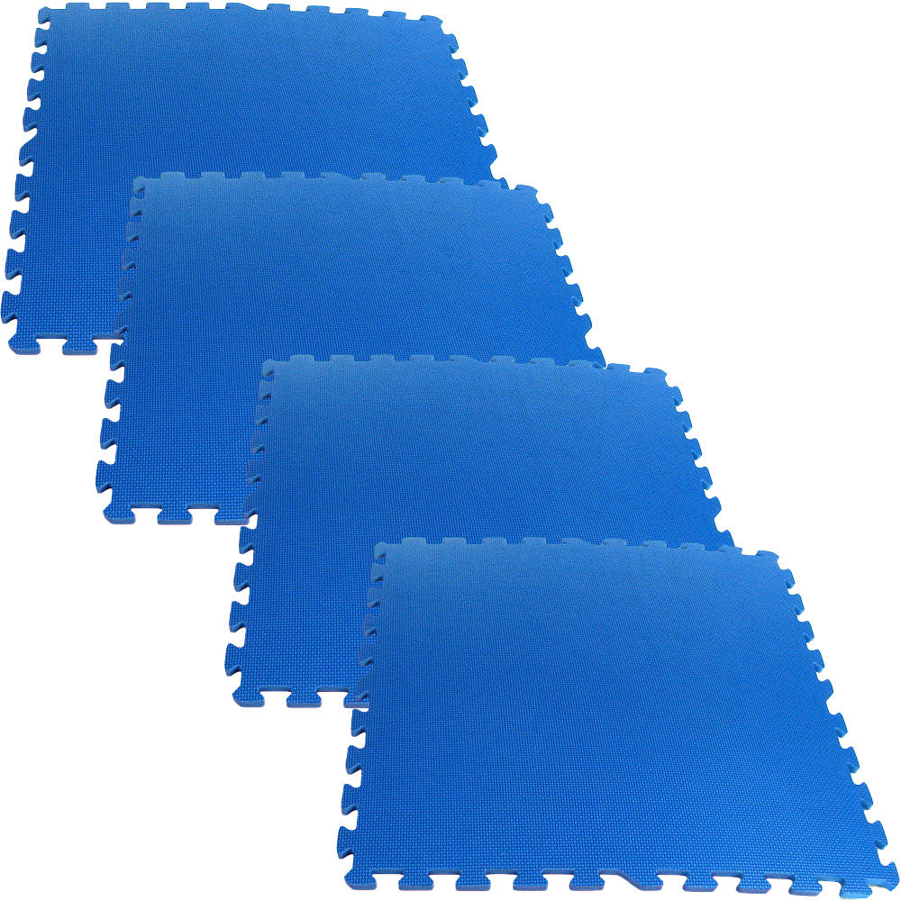 Stalwart Blue Foam Flooring Set 4 Pcs Anti-Fatigue Cushioned Tiles 2-ft x 2-ft Image 2