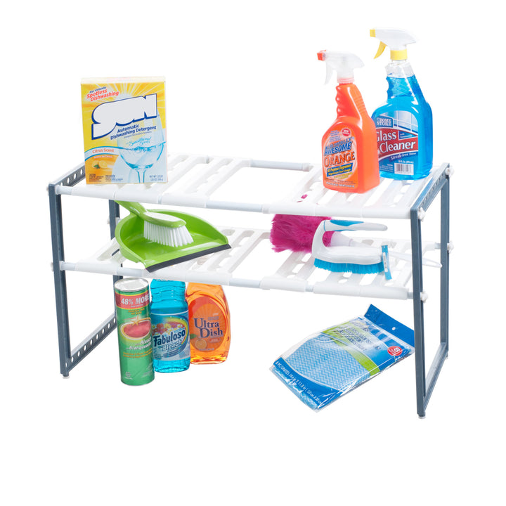 Stalwart Adjustable Under Sink Shelf Organizer 2 Tier Customizable Storage Unit Image 3