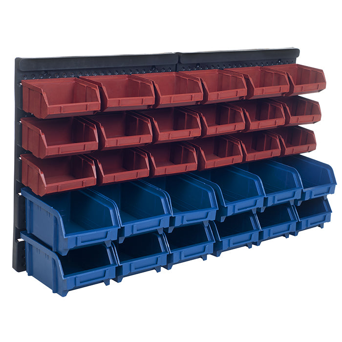 Stalwart 30 Compartment Storage Drawers Wall Mount Organizer Bins Black 25x15 Image 1