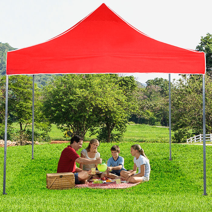 Red Top Pop-Up Instant Canopy Tent - 10 x 10 -  Large Outdoor Backyard Party Tent Image 1