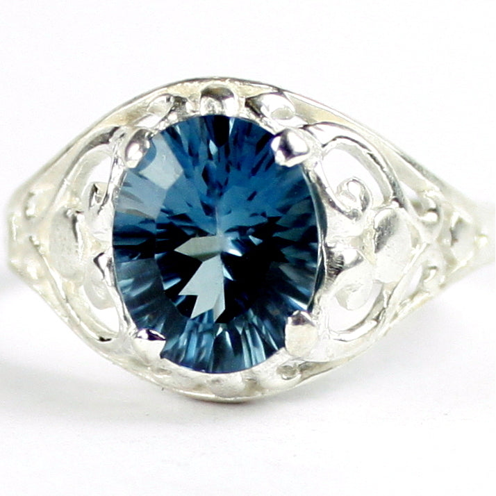 Sterling Silver Ladies Ring Quantum Cut London Blue Topaz SR004 Image 1