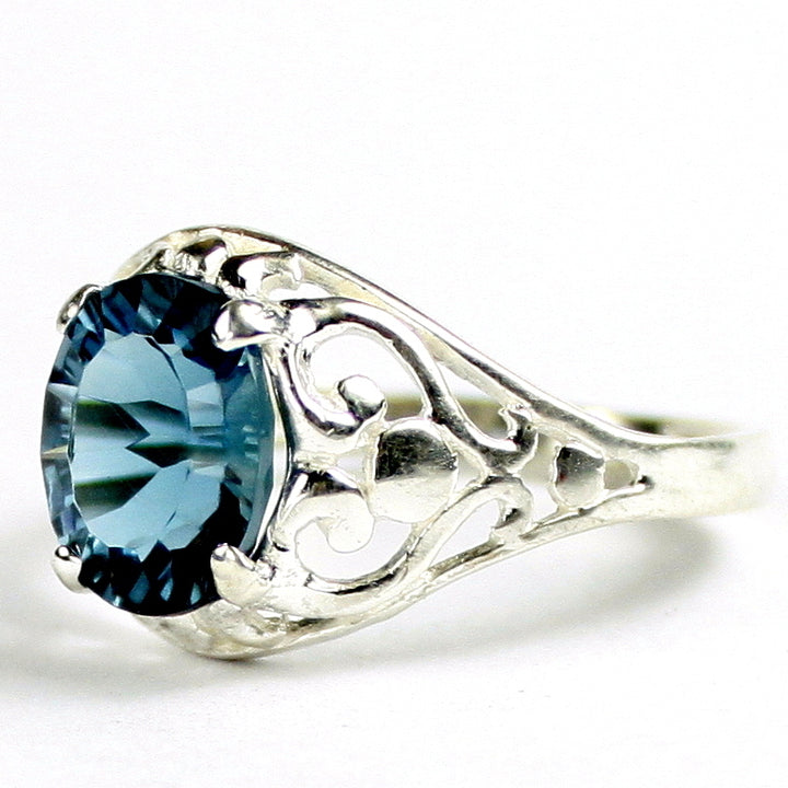 Sterling Silver Ladies Ring Quantum Cut London Blue Topaz SR004 Image 2