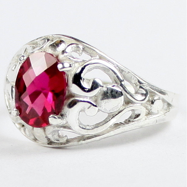 SR111 Created Ruby Sterling Silver Ring Image 2