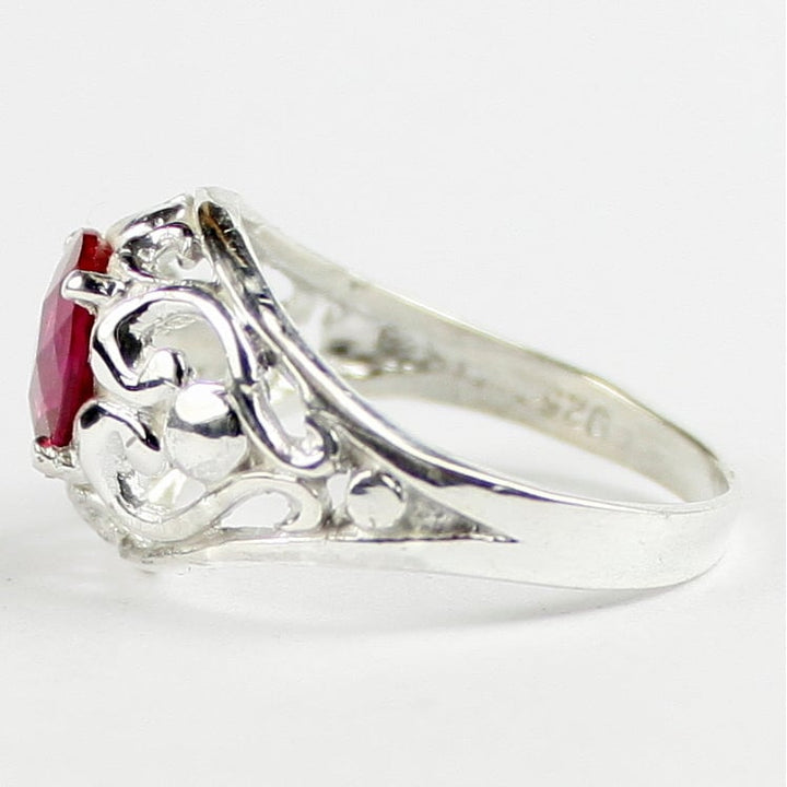 SR111 Created Ruby Sterling Silver Ring Image 3