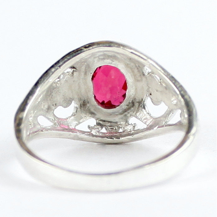 SR111 Created Ruby Sterling Silver Ring Image 4