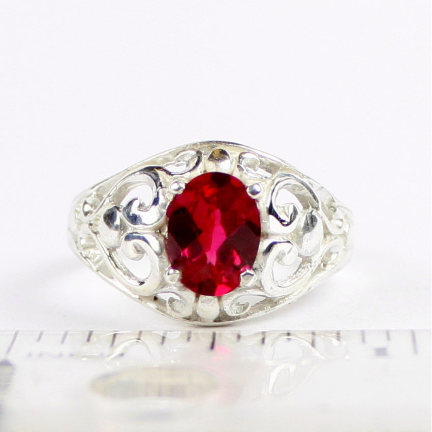 SR111 Created Ruby Sterling Silver Ring Image 4