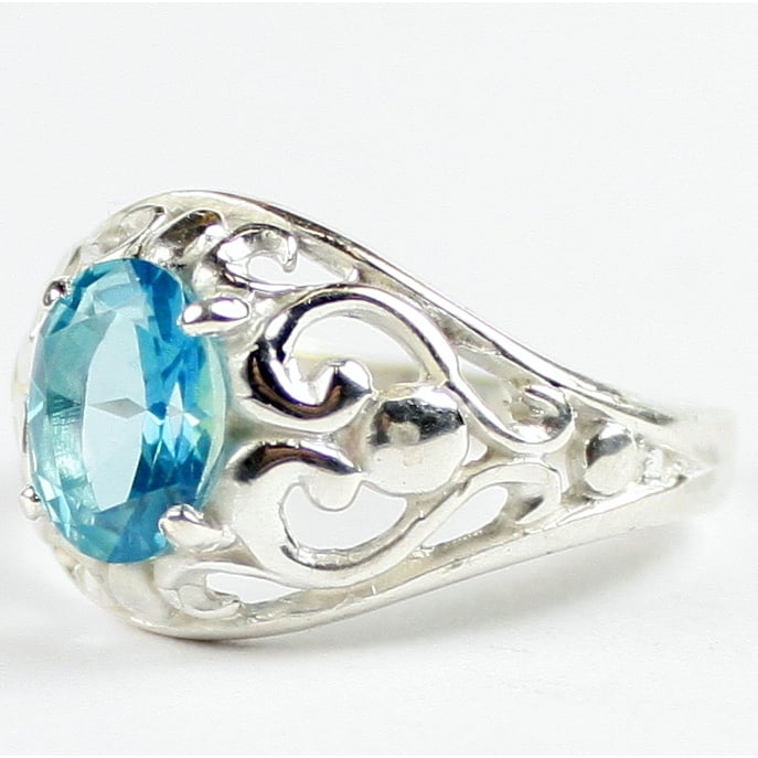 SR111 Paraiba Topaz Sterling Silver Ladies Ring Image 2