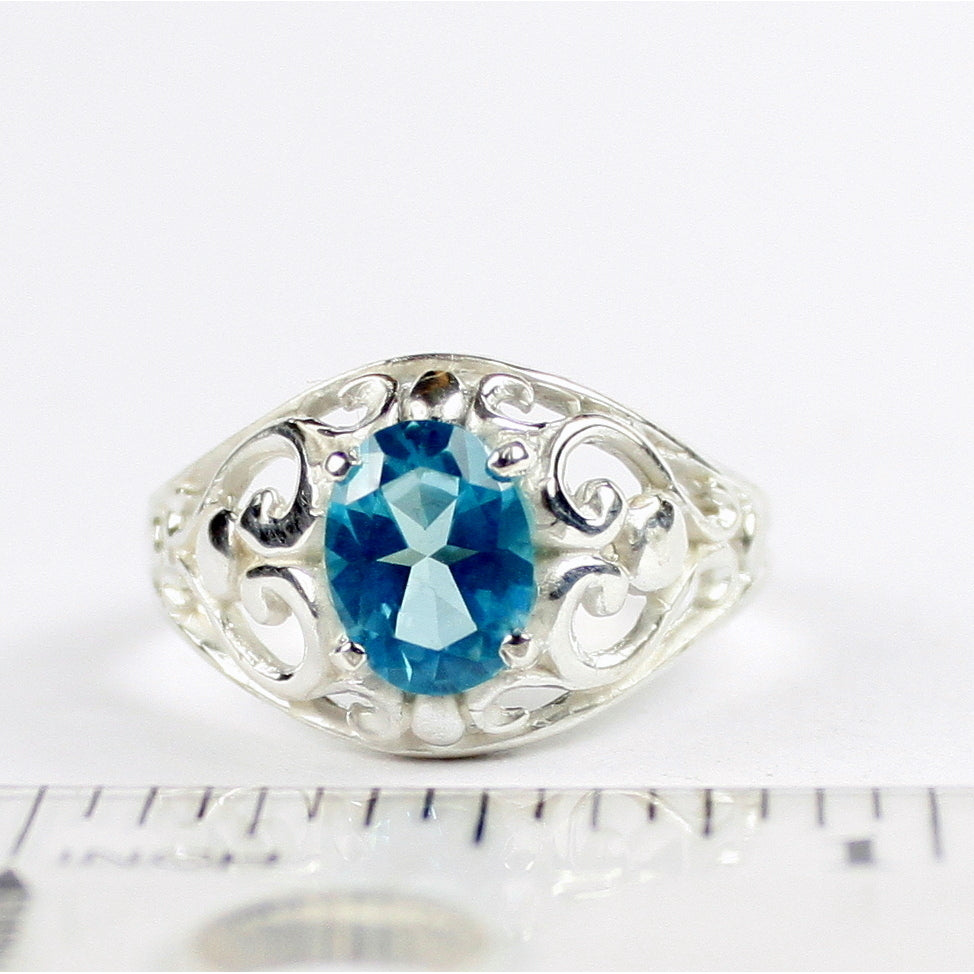 SR111 Paraiba Topaz Sterling Silver Ladies Ring Image 4