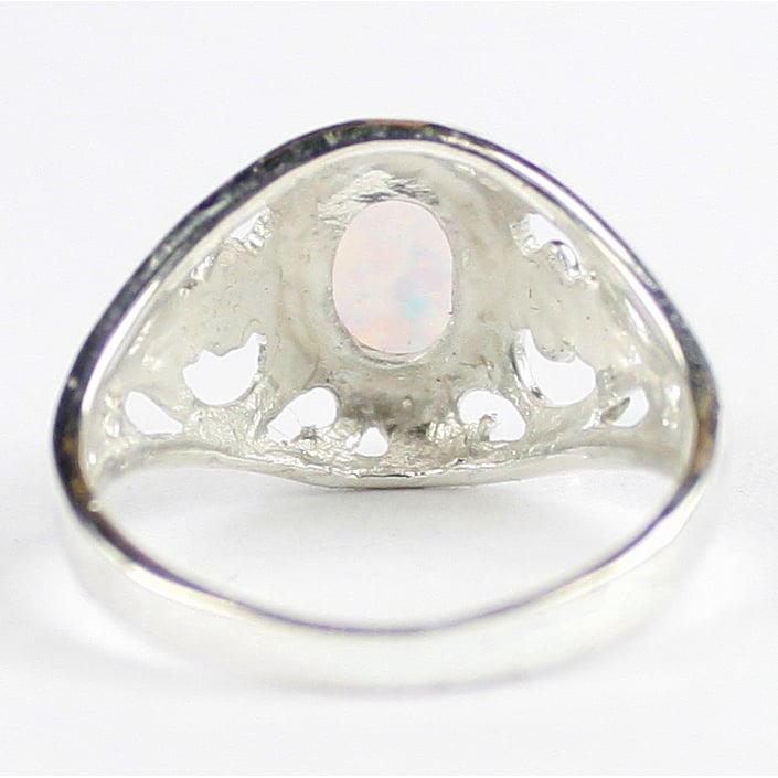 SR111 Created White Opal Sterling Silver Ladies Ring Image 4